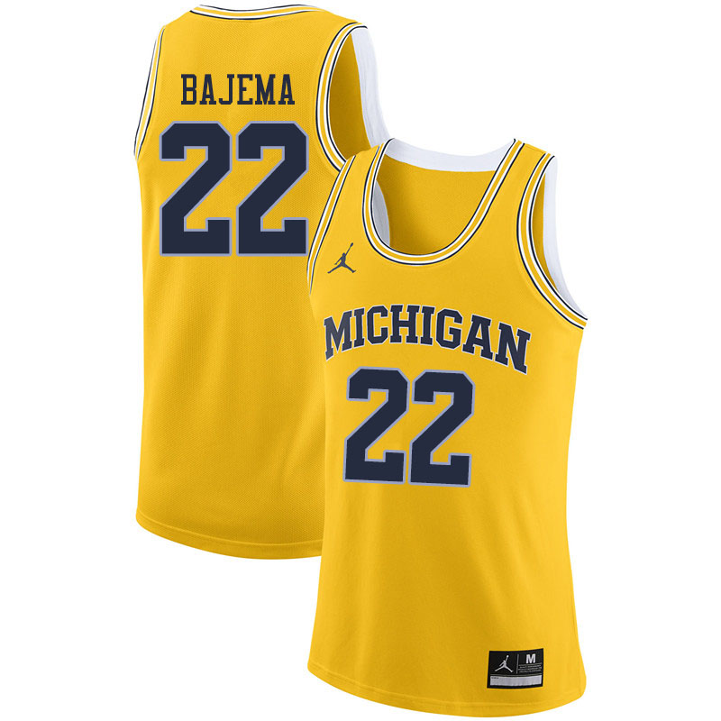 Men #22 Cole Bajema Michigan Wolverines College Basketball Jerseys Sale-Yellow - Click Image to Close